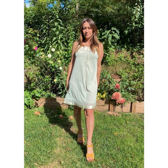 True Vintage Pistachio Slip Dress (1970s) / Nightgown - Picture 1 of 10
